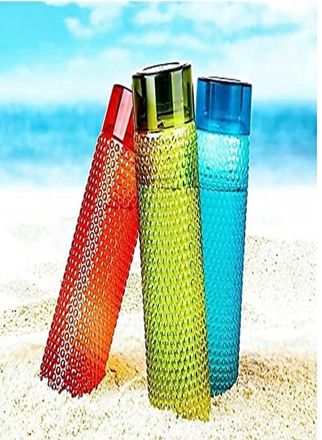 Filox Plastic Water Bottles Set for Fridge 1 Litre | Unbreakable Bubble Design Water Bottle for Home, School, Office, Kids | Lightweight Water Bottle Set of 3 - 1000 ml - Image 1